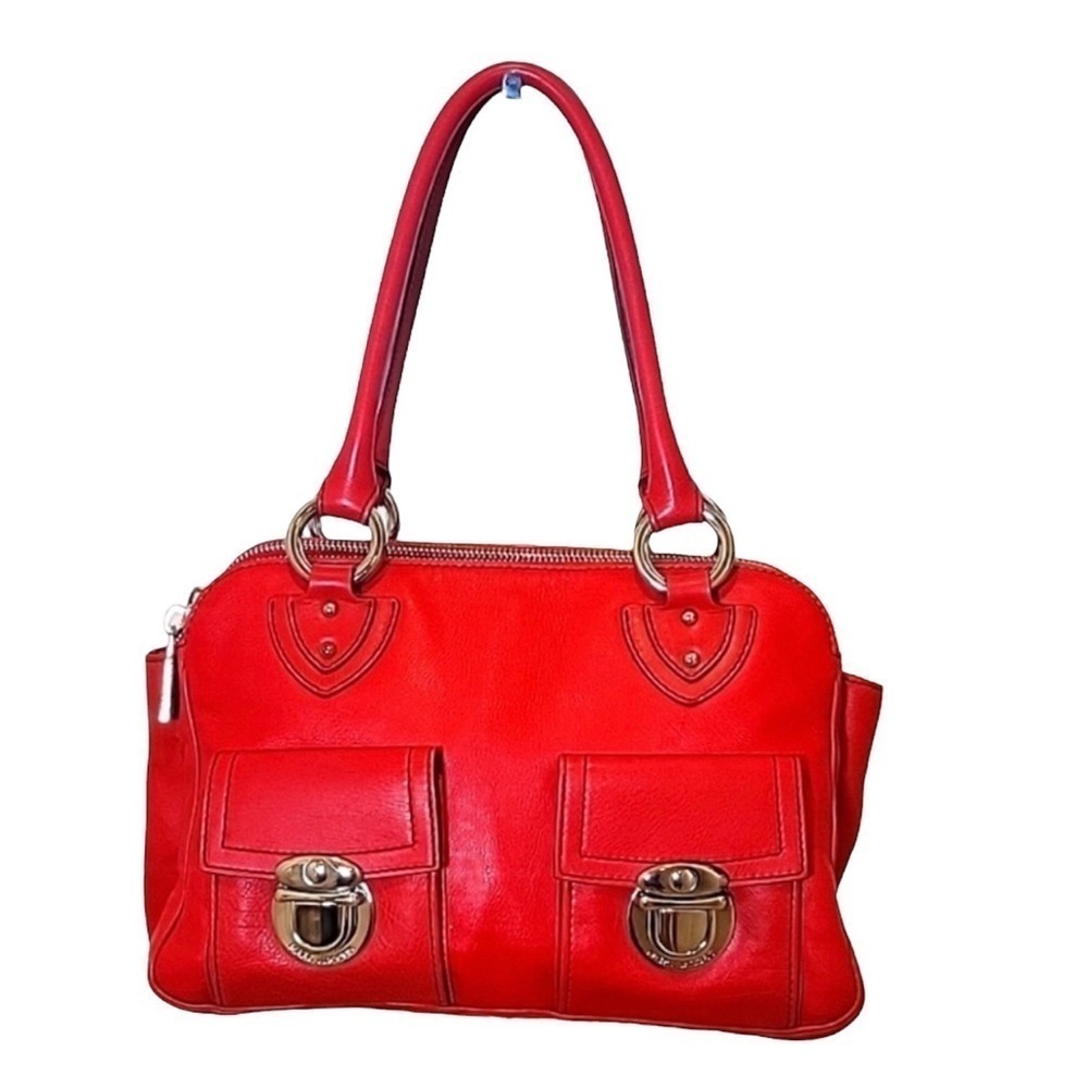 BIN046.8 Marc Jacobs Red Leather Blake Satchel Shoulder Bag